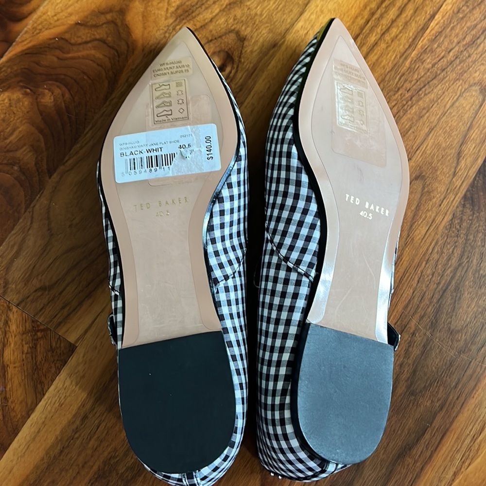 Ted Baker Hujig Gingham Mary Jane Flat, NEW - Picture 13 of 17